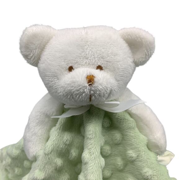 Blankets & Beyond Minky Dot Lovey Green White Bear Satin Trim Security 16" Baby - Picture 4 of 7